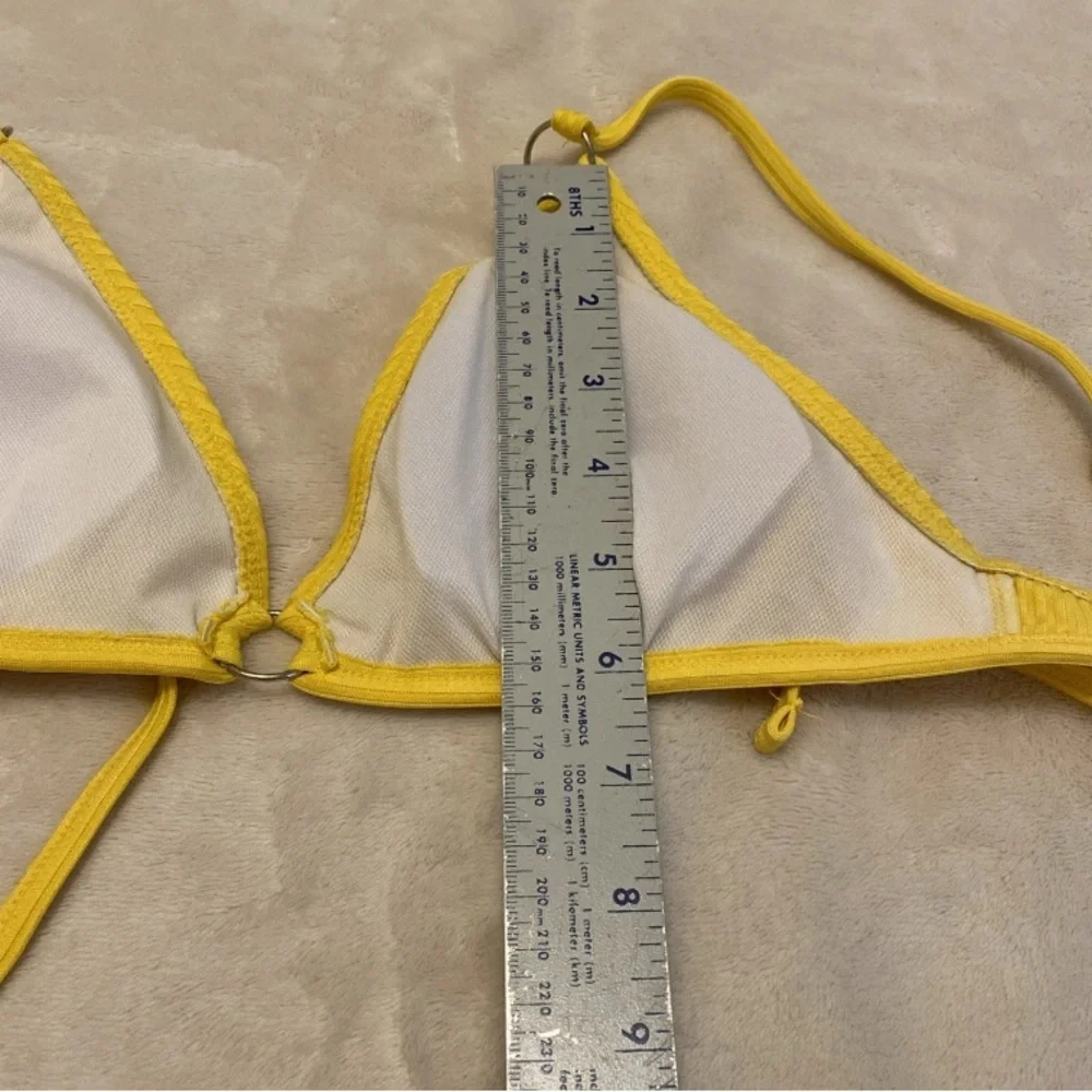 SHEIN Sunny Yellow Ribbed Bikini Top